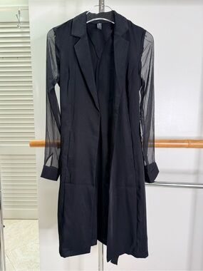 Y.A.S YASHANNA Long Blazer XS Black Sheer Sleeve Duster